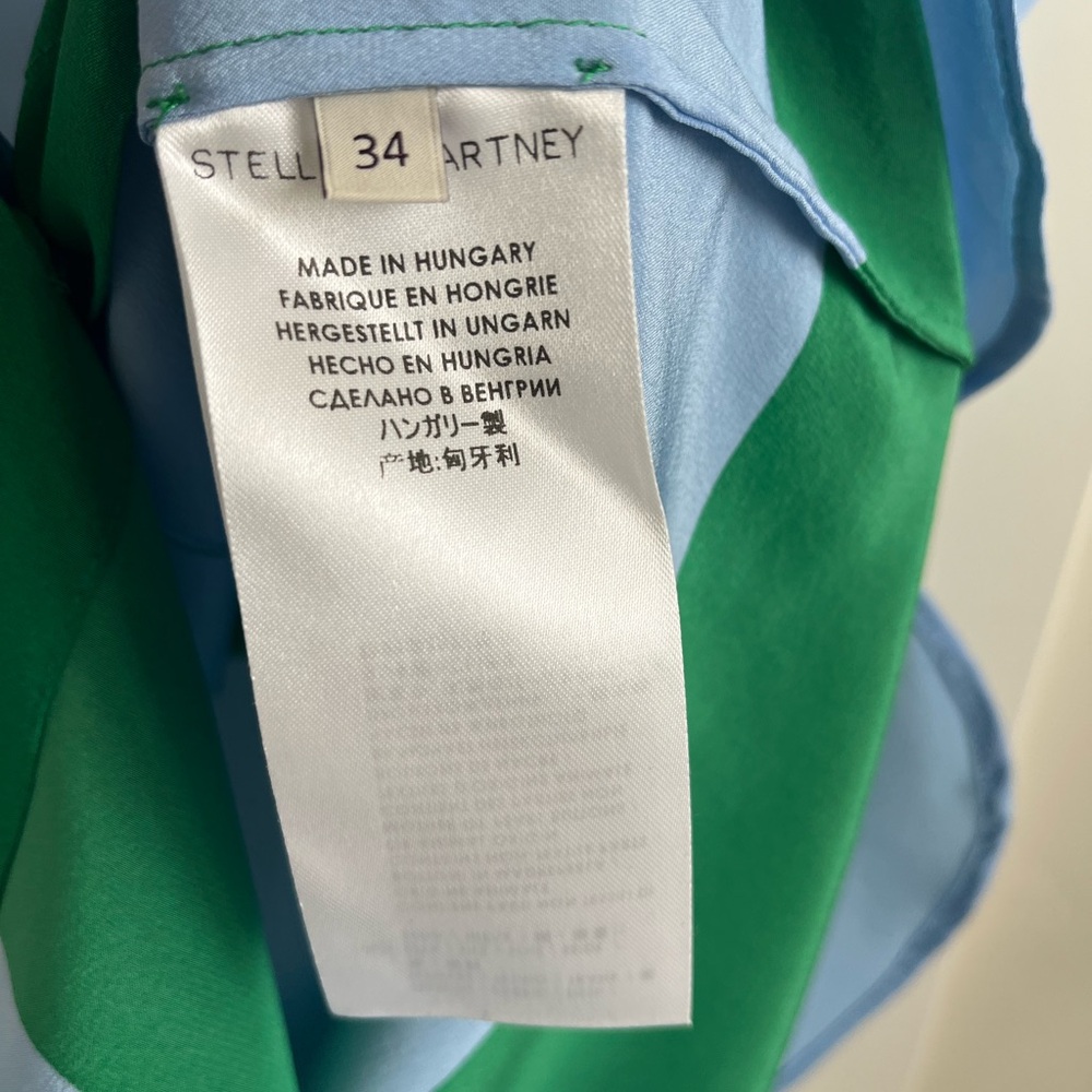 Stella McCartney Green and baby blue Sleeveless button down top size 34 - Picture 7 of 8